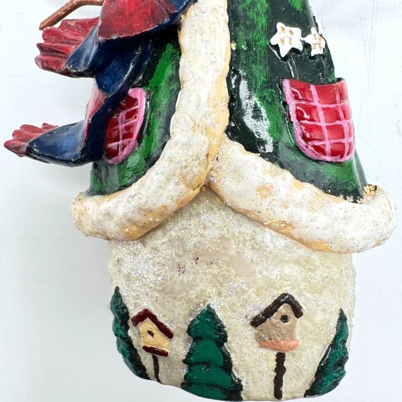 Set Of 3 Hand-Painted Snowman Christmas Ornaments Glitter Accents Hanging String - Picture 8 of 11